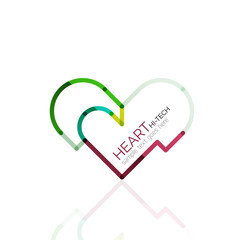 Logo love heart, abstract linear geometric business icon