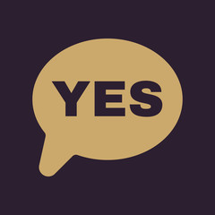 The YES speech bubble icon. Social network and web communicate symbol. Flat