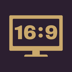 The aspect ratio 16 9 widescreen  icon. Tv and video symbol