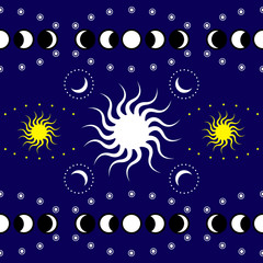 Obraz na płótnie Canvas Sacred Geometry. Sun and moon. Seamless background