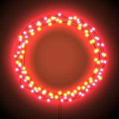 Round frame with garlands and lights