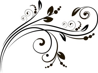 Floral background with decorative branch. Vector illustration.