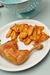 Chicken with potato wedges