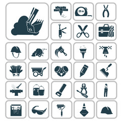 Set of twenty seven construction icons