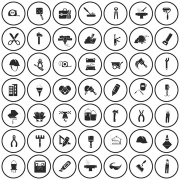 Set of forty nine construction icon