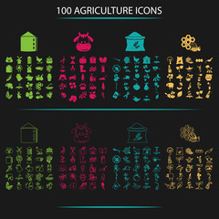 Set of one hundred agriculture icons © LynxVector