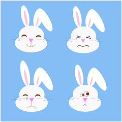 rabbit face with different emotions