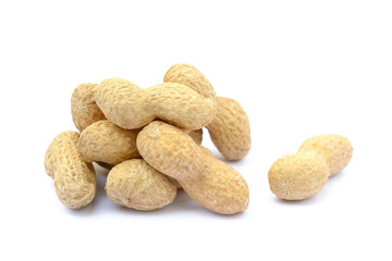 Peanuts in shell isolated on white background