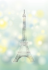 Fototapeta na wymiar Paris spring background. Eiffel tower. Travel France poster.