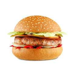 Chili cheeseburger isolated at white background
