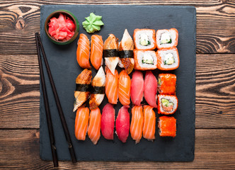 Various kinds of sushi