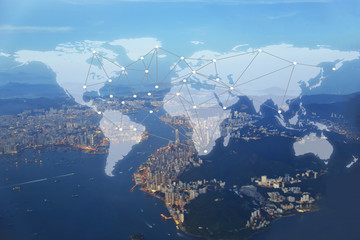 World Global Cartography Globalization ,hongkong island backgrou