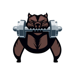 Angry dog with a dumbell.