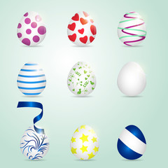 Set of colorful Easter eggs icons.