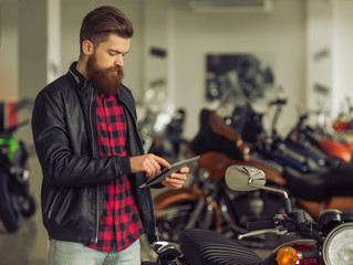 Man with motorbike