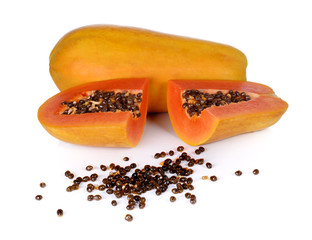 papaya on white background