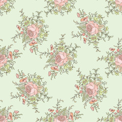 Floral seamless pattern. Flower bouquet background. Flourish texture