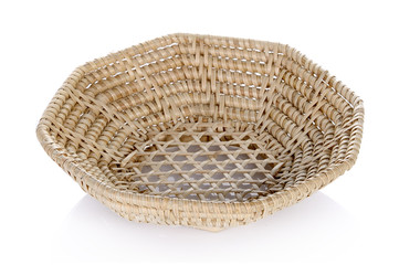 Fototapeta premium vintage weave wicker basket isolated on white background