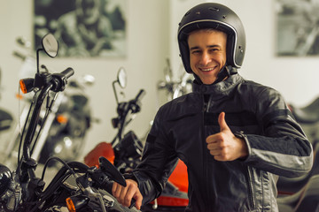 Fototapeta premium Man with motorbike