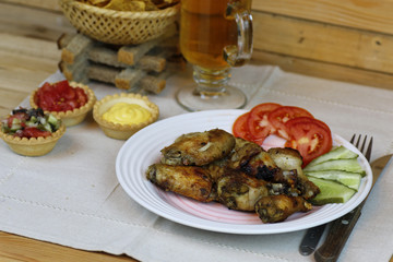 wings barbecue sauce vegetables