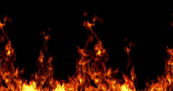 real fire flames burn movement on black background loop seamless ready