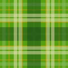 Vector seamless scottish tartan pattern in green, orange, beige. British or irish celtic design for textile, clothes, fabric or for wrapping, backgrounds, wallpaper
