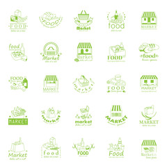 Market Food Icons Set - Vector Illustration