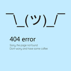 Sign shrugs shoulders. Message about Page not found. Error 404
