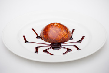 dessert with chocolate spider web