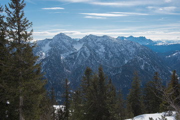 pamorama view of the austrian alps in winter