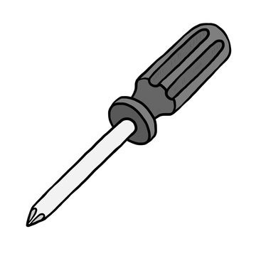 screwdriver / cartoon vector and illustration, grayscale, hand drawn style,  isolated on white background. Stock Vector | Adobe Stock