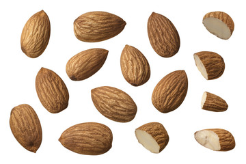 Double almond nut isolated on white background as package design element