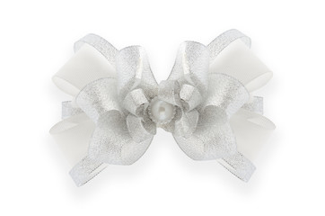 white bow with pearl isolated