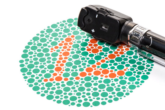  Color vision test chart, and Ophthalmoscope