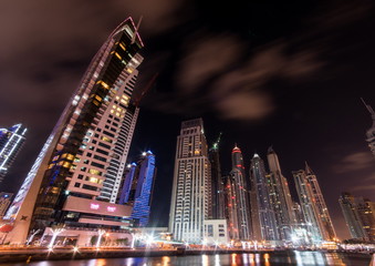 Fototapeta na wymiar Dubai Marina at night in United Arab Emirates