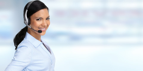 Asian agent woman with headsets.