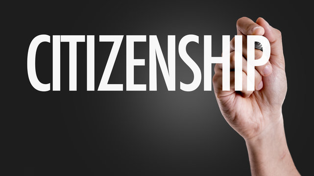 Hand writing the text: Citizenship