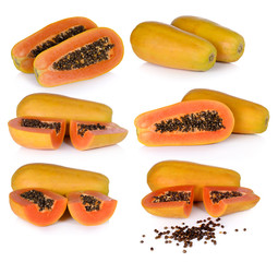 set of papaya on white background