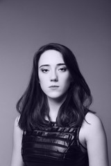 Fototapeta premium Closeup portrait of young beautyful woman. Black and white