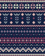 Hand drawn bright seamless pattern with folk ornament. Vector illustration.