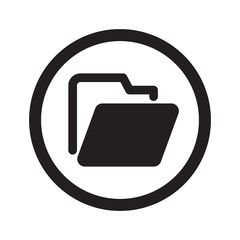 Flat black Folder web icon in circle on white background