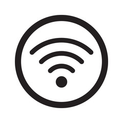 Flat black Wireless web icon in circle on white background