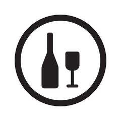 Flat black Wine web icon in circle on white background