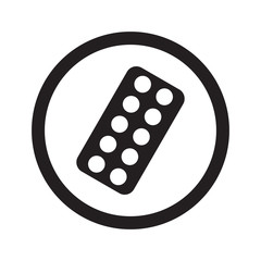 Flat black Tablet Strip web icon in circle on white background