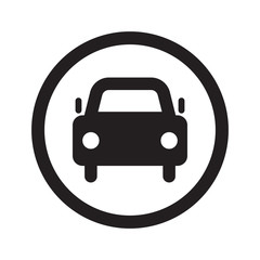 Flat black Car web icon in circle on white background