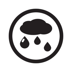 Flat black Rain web icon in circle on white background