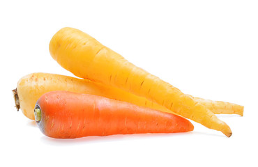 fresh carrots isolated on white background