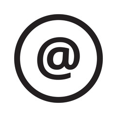 Flat black E-Mail web icon in circle on white background