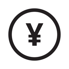Flat black Yen web icon in circle on white background
