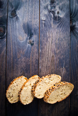 Slices of fresh homemade baguette